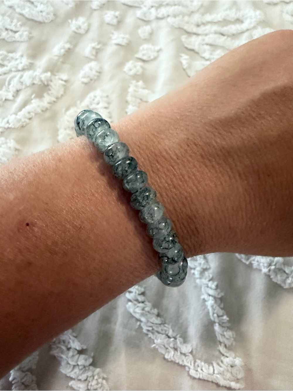 Gray Beaded Stretch Crown Chakra Bracelet - Women Jewelry